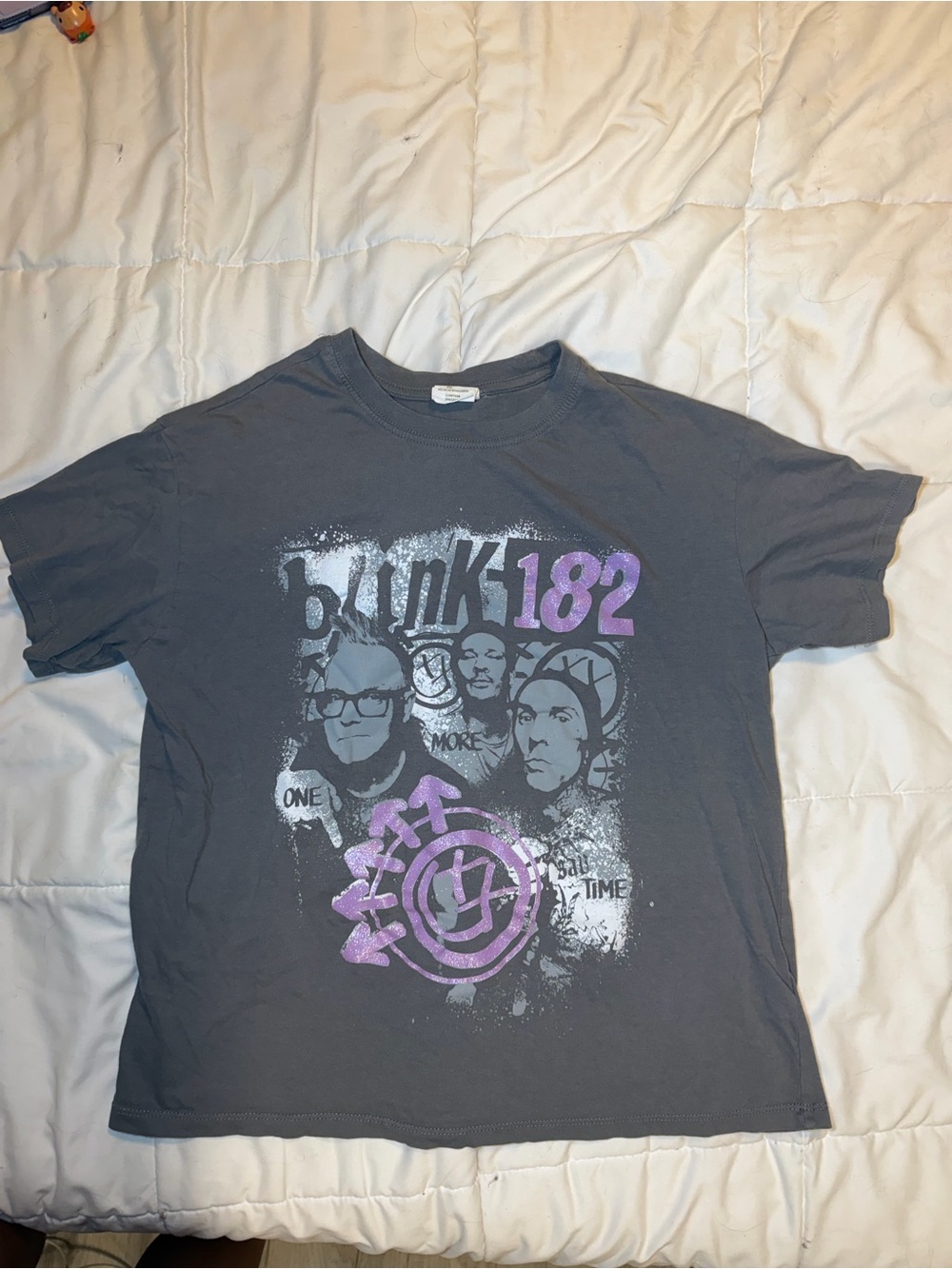 Blink-182 Gray Tee with Purple Band Graphic